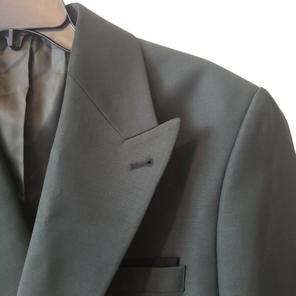 NEW Grogo Black Dark Green Wool Double Breasted Mens Suit Jacket EU 46 - Picture 8 of 15